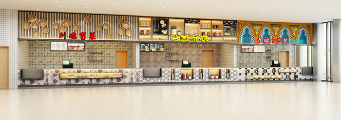 成都華為工廠餐廳-分餐區(qū)設(shè)計(jì)效果圖