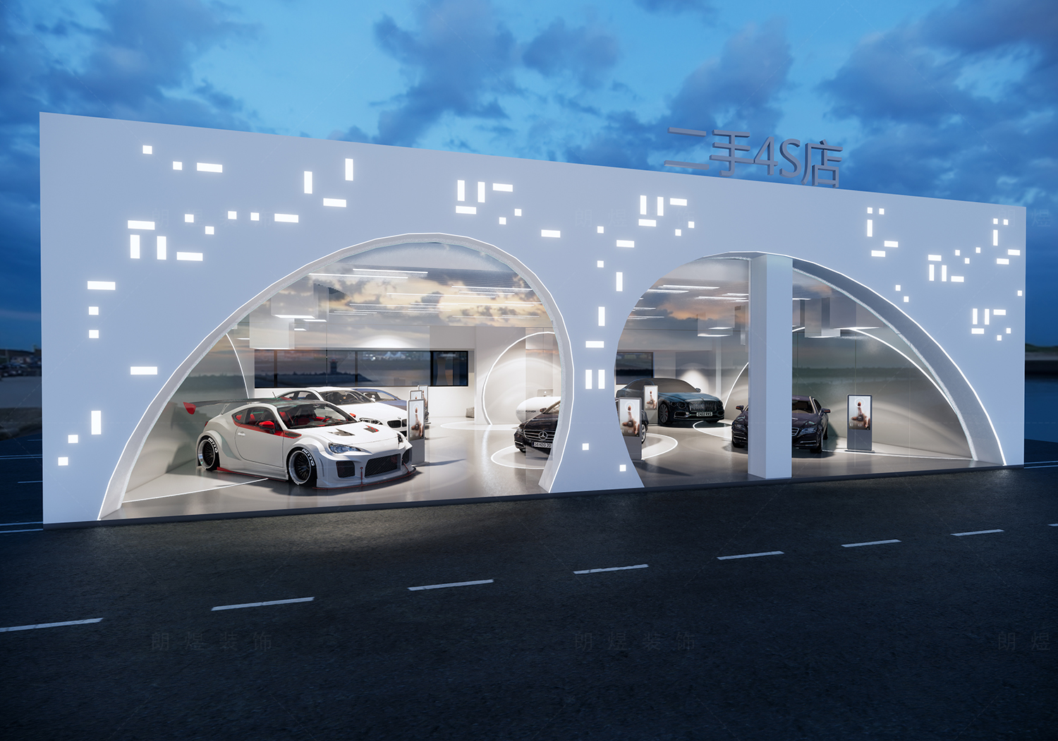 成都雙流二手車交易市場(chǎng)展廳裝修效果圖